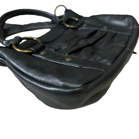 Bolsa Leather Metallic Pewter Handbag Convertible Shoulder Bag Boho Bohemian - Picture 5 of 16